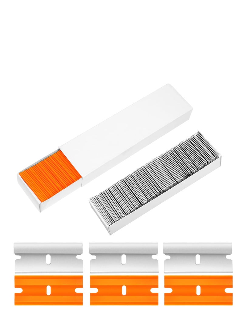 KASTWAVE Razor Blades, Scraper Tools, Cleaning Squeegee Tools Double Edge Plastic Blades, Single Edge Metal Blades for Scrapers, Cutting Tools Decal Label Adhesive Removal, Kitchen Cleaning Tools (Pack of 200) - Image 1
