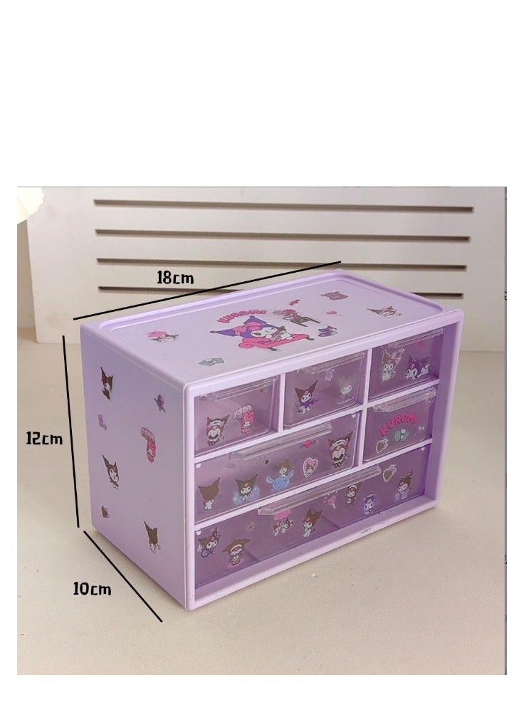 Golden Desk Organizer with 6 Drawers, Clear Plastic Desk Storage Box, Desktop Organization for Office Supplies, Gel Pens, Pencils, Markers, Tape, Erasers, Paperclips, Chargers and Gift beautiful stickers (Purple-6 Draws)  - Image 2