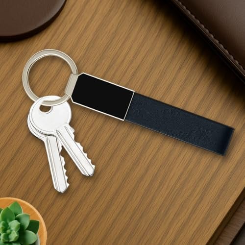 Giftana Black Leather Metal Modern Keychain for Bike, Leather Metal Key chain for Car, Silver Keyring Keychain Holder for Men, Birthday Gifts for Friends (Pack of 1) - Image 5