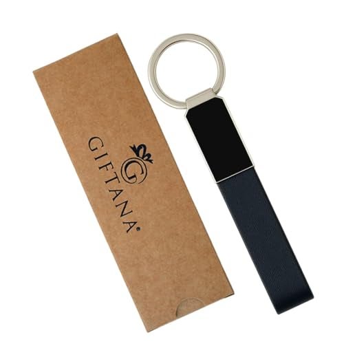 Giftana Black Leather Metal Modern Keychain for Bike, Leather Metal Key chain for Car, Silver Keyring Keychain Holder for Men, Birthday Gifts for Friends (Pack of 1) - Image 1