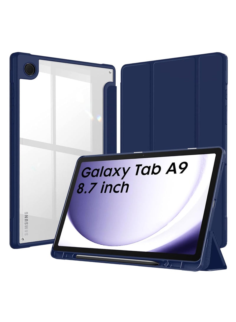 Cover for Samsung Galaxy Tab A9 Cover Case 8.7 inch, Hybrid Shell Cover Case for Samsung Galaxy Tab A9 Tablet Cover [SM-X110/X115/X117] with Transparent Back - Navy - Image 1