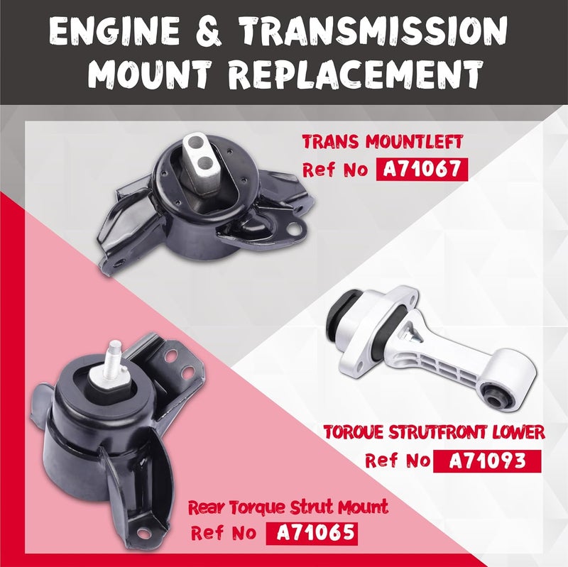 QRYIPPDM Engine Motor & Transmission Mount Set for Kia Soul - Image 2