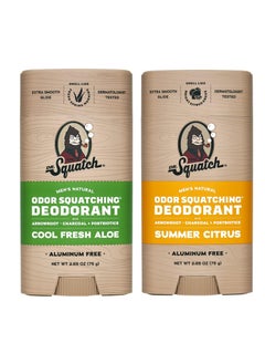 Dr. Squatch Dr. Squatch Natural Deodorant for Men – Odor-Squatching Men's Deodorant Aluminum Free - Summer Citrus + Cool Fresh Aloe (2.65 oz, 2 Pack) 