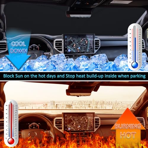 TOPINSTALL 2025 واقي شمس الزجاج الأمامي متوافق مع تويوتا تندرا 2022-2025، 310T سميك مخصص قابل للطي واقي شمس الزجاج الأمامي يحمي من الأشعة فوق البنفسجية والحرارة - Image 3