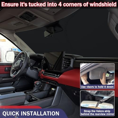 TOPINSTALL 2025 واقي شمس الزجاج الأمامي متوافق مع تويوتا تندرا 2022-2025، 310T سميك مخصص قابل للطي واقي شمس الزجاج الأمامي يحمي من الأشعة فوق البنفسجية والحرارة - Image 4