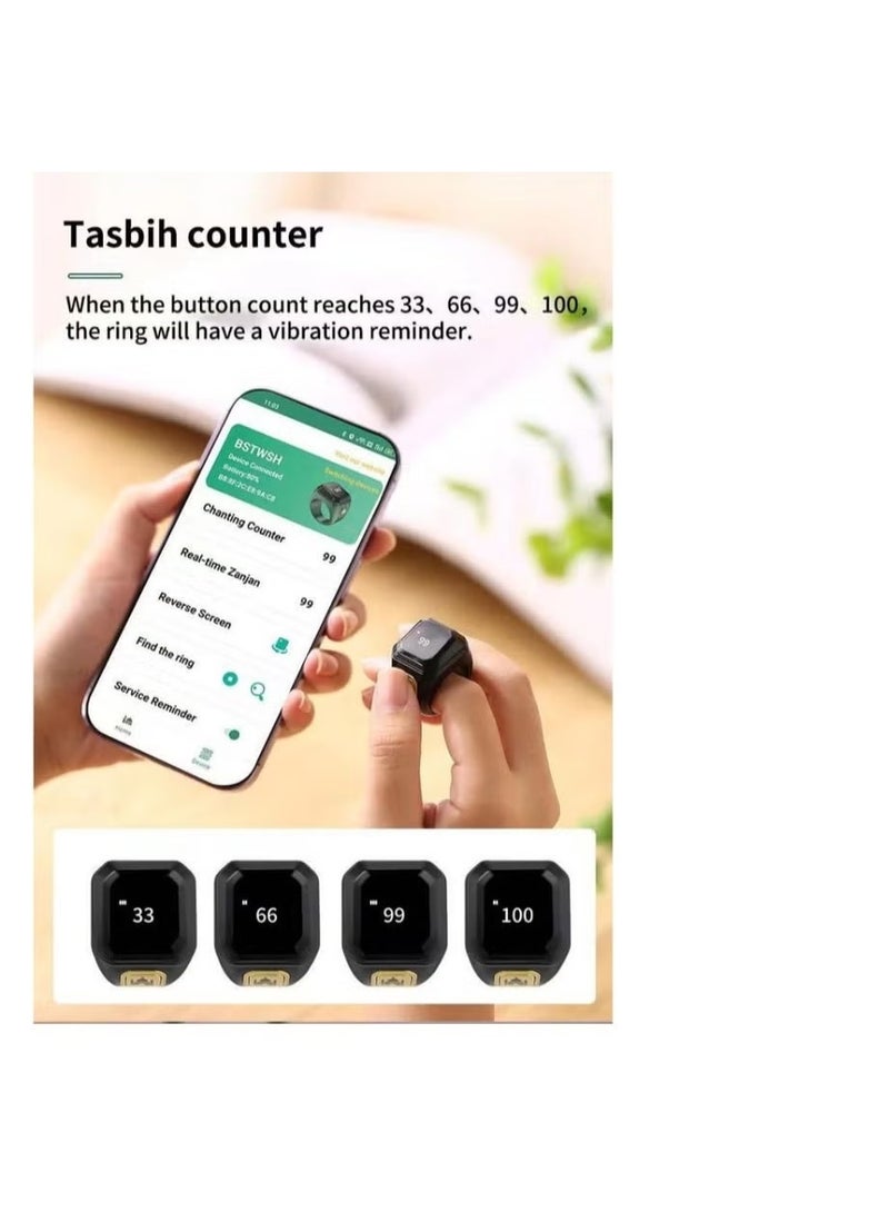 Smart Digital Tasbih Zikr Ring – Lightweight Plastic Design, LED Display, Portable Counter (Black) - Image 2