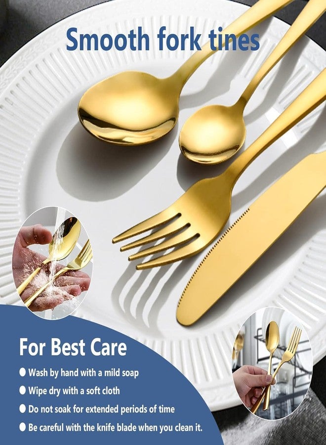 KESESU Stainless Steel Cutlery Set for Dining Table, 4 Piece Mixed Tableware Set for Serving Flatware, Kitchen Utensils for Eating, Dishwasher Safe (Gold) - Image 5