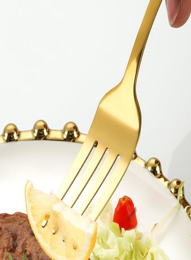 KESESU Stainless Steel Cutlery Set for Dining Table, 4 Piece Mixed Tableware Set for Serving Flatware, Kitchen Utensils for Eating, Dishwasher Safe (Gold) - Image 4