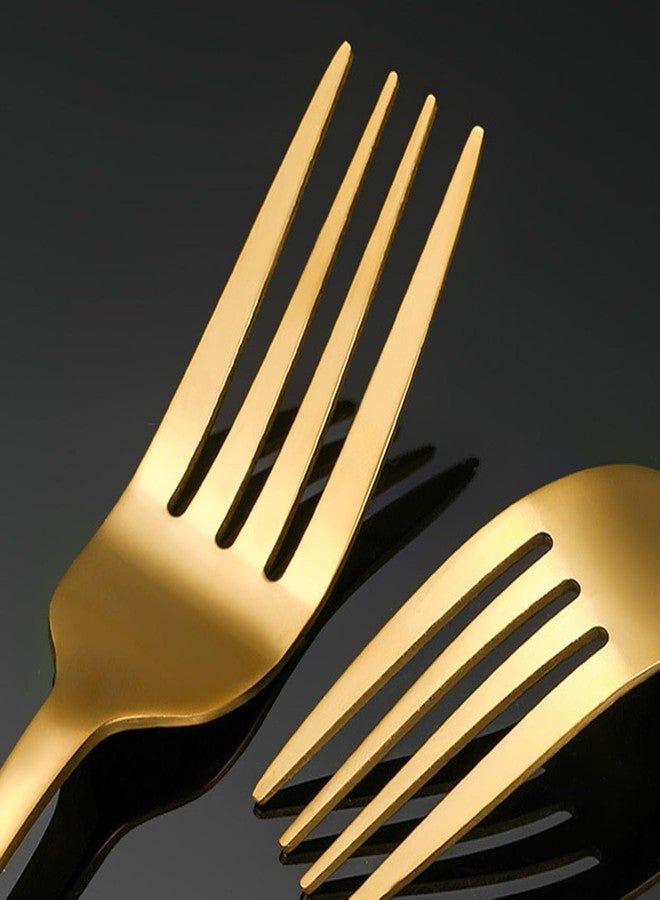 KESESU Stainless Steel Cutlery Set for Dining Table, 4 Piece Mixed Tableware Set for Serving Flatware, Kitchen Utensils for Eating, Dishwasher Safe (Gold) - Image 3