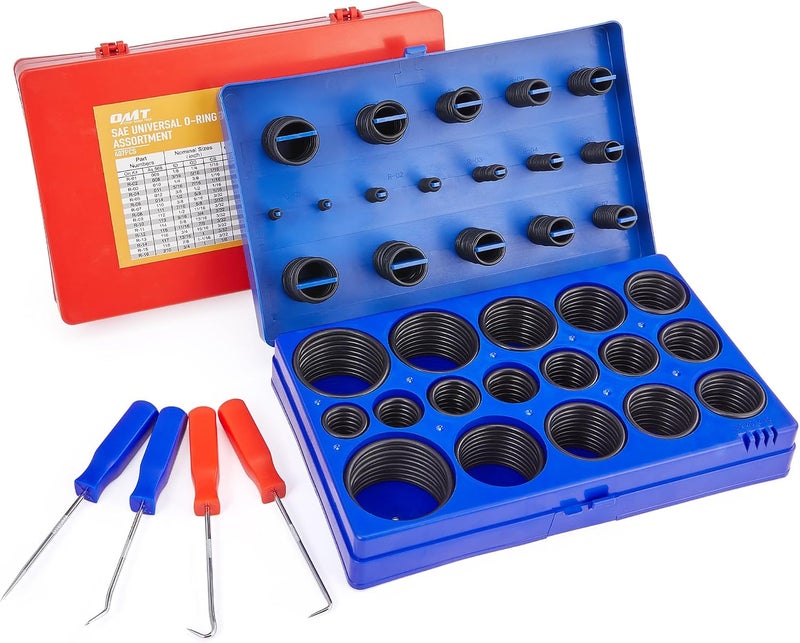 Orion Motor Tech 826pc Universal O-Ring Assortment Kit - SAE & Metric Sizes with 4 Pick & Hook Set - Image 1