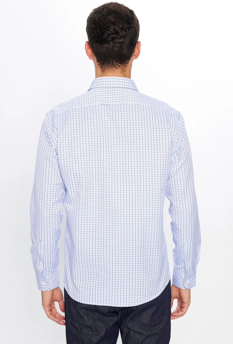 تودورس Men's Classic Fit Regular Cut Long Sleeve Single Pocket Striped Italian Collar Shirt