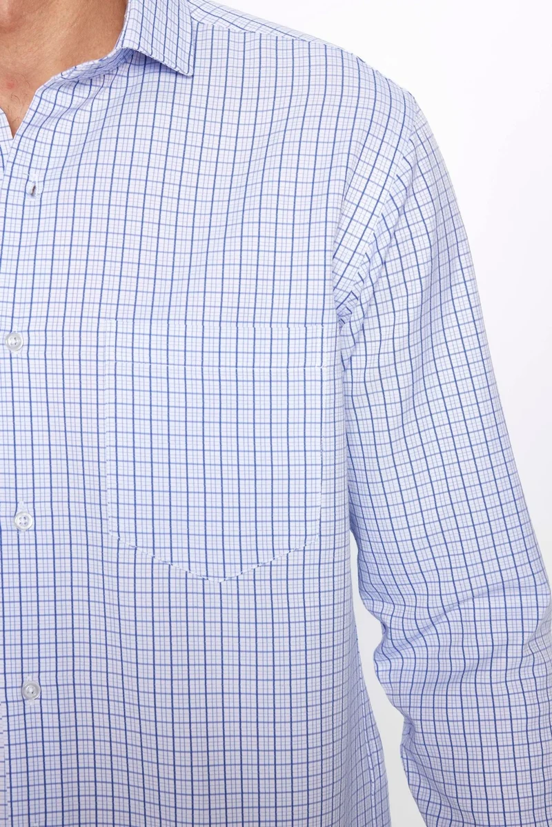 تودورس Men's Classic Fit Regular Cut Long Sleeve Single Pocket Striped Italian Collar Shirt