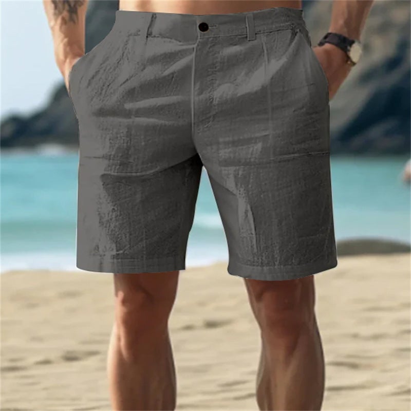 Men'S New Summer Linen Fashionable Beach Breathable Straight Casual Shorts - Image 5