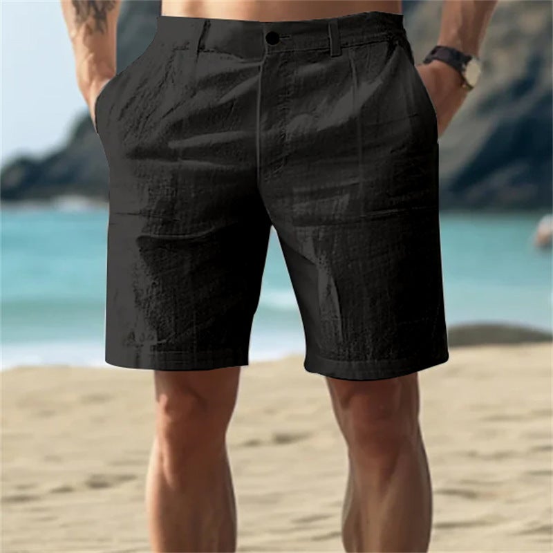Men'S New Summer Linen Fashionable Beach Breathable Straight Casual Shorts - Image 1