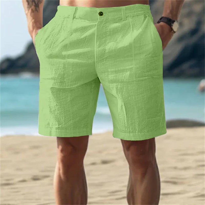 Men'S New Summer Linen Fashionable Beach Breathable Straight Casual Shorts - Image 3