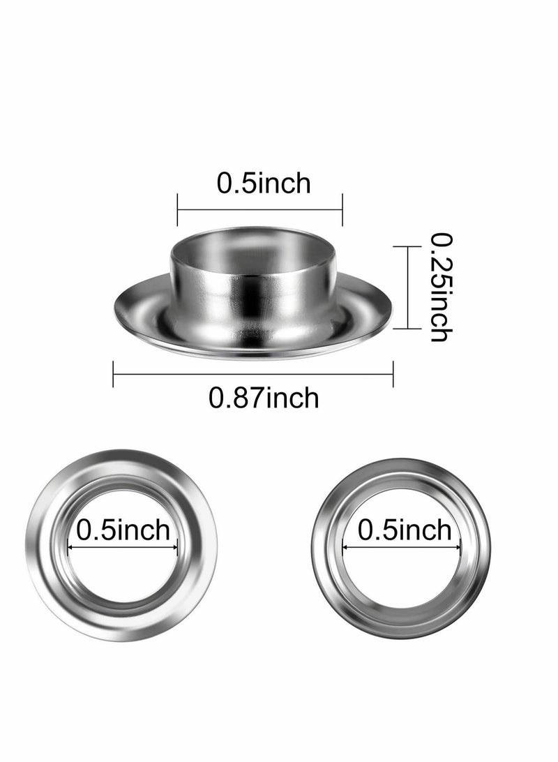 KASTWAVE Grommet Kit Eyelet Kit Punch Grommets Eyelets with 3 Pieces Install Tool for Tarpaulin Fabric Curtains, Craft Making, Bags Clothes Shoes, Crafts DIY Projects  - Image 5