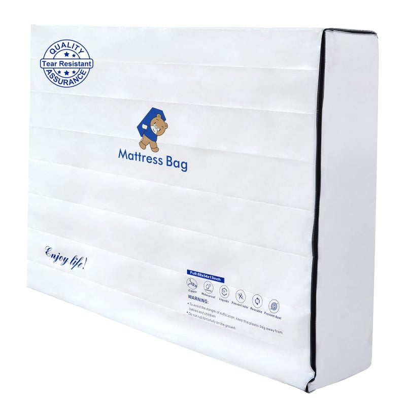 Excibubblebearbb Mattress Bags for Moving and Storage6 Mil Waterproof Zippered Mattress Bag Full Size Extra Thick Tear  Puncture Resistance HeavyDuty Mattress Moving Supplies