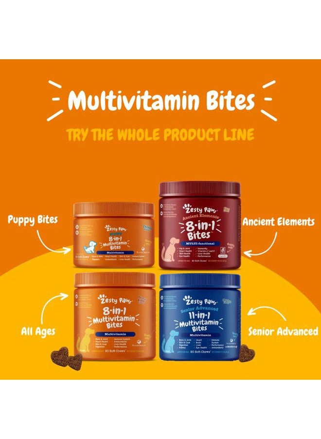 Zesty Paws - Dog Multivitamin, Chewable Dog Vitamins and Supplements for Hip & Joints, Skin & Coat, Omega 3 Fish Oil for Dogs- Senior & Puppy Multivitamin - Bison- 90ct - Image 1