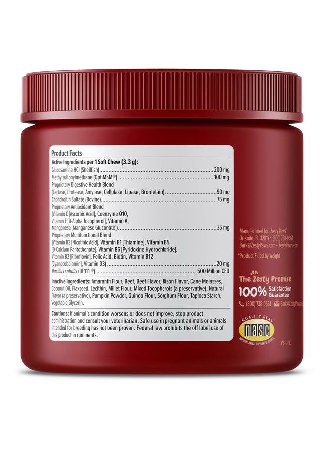 Zesty Paws - Dog Multivitamin, Chewable Dog Vitamins and Supplements for Hip & Joints, Skin & Coat, Omega 3 Fish Oil for Dogs- Senior & Puppy Multivitamin - Bison- 90ct - Image 1