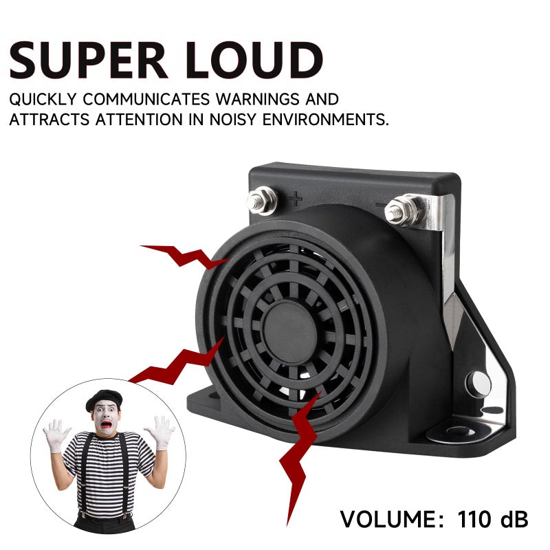 BANHAO Car Back-up Alarm, 110dB 12V-48V DC Waterproof Industrial Heavy-Duty Backup Reverse Warning Alarm with Super Loud Beeper Tone for Truck Van Freight Car Lorry Heavy Vehicles - Image 4