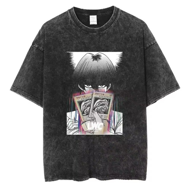 2025 Anime Yu-Gi-Oh Printed T-Shirt Retro Washed T-Shirt Independent Station New Style - Image 5