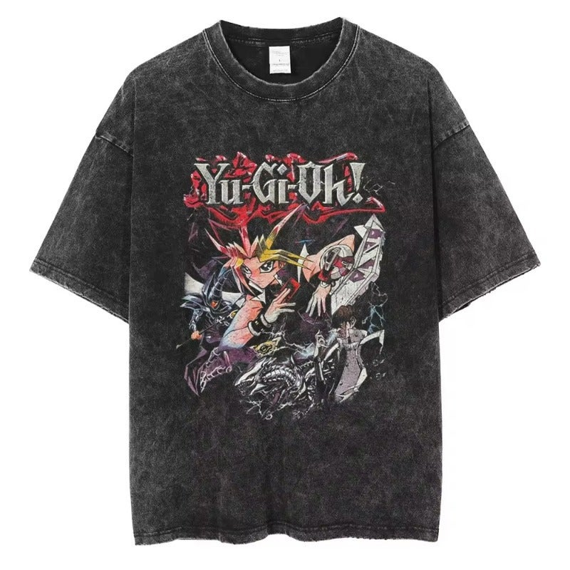 2025 Anime Yu-Gi-Oh Printed T-Shirt Retro Washed T-Shirt Independent Station New Style - Image 1