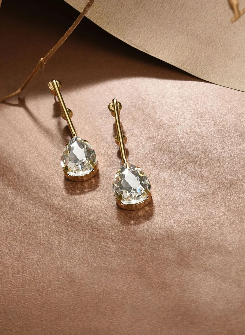 SOHI Gold Plated Designer Stone Drop Earring