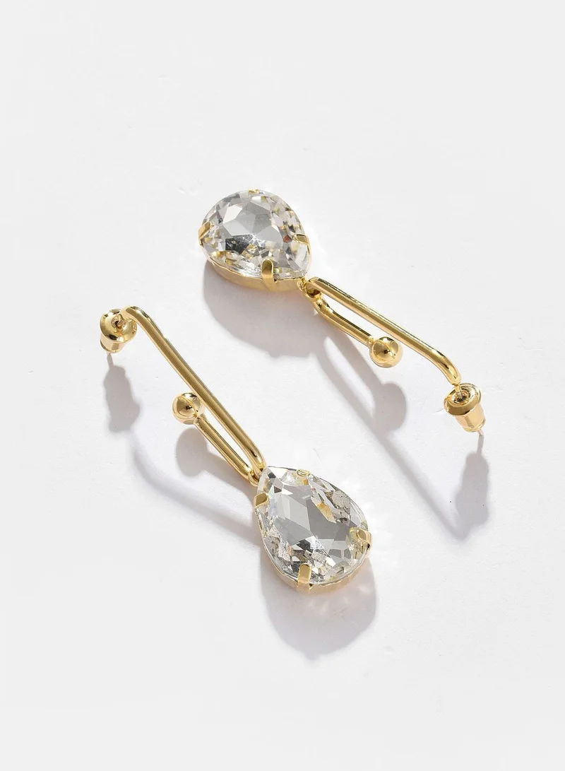 SOHI Gold Plated Designer Stone Drop Earring