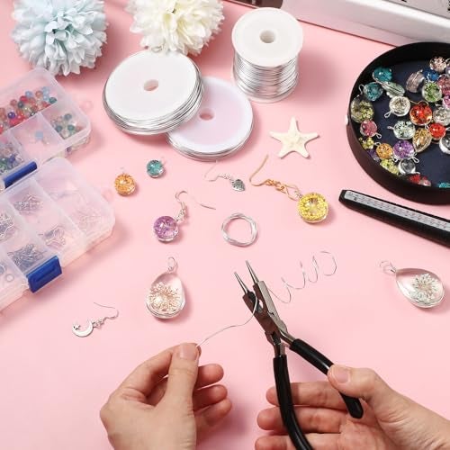 Hotop Jewelry Wire for Jewelry Making 18/20/22 Gauge Craft Wire with Pliers and Ring Sizer Beadingaluminum Craft Wire(3 Rolls,Silver,1 mm, 0.8 mm, 0.6 mm (25 m)) - Image 2