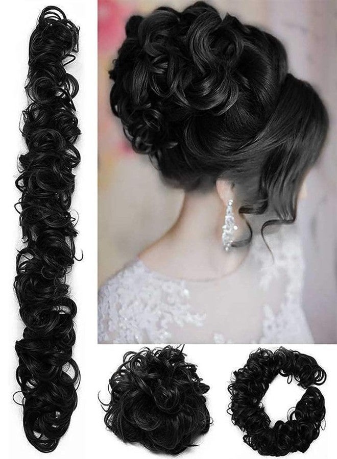 BLUSHIA Synthetic Curly Wavy Messy Hair Bun Hairpiece Frill Hair Extension for Women and Girls Pack Of 1 - Image 1