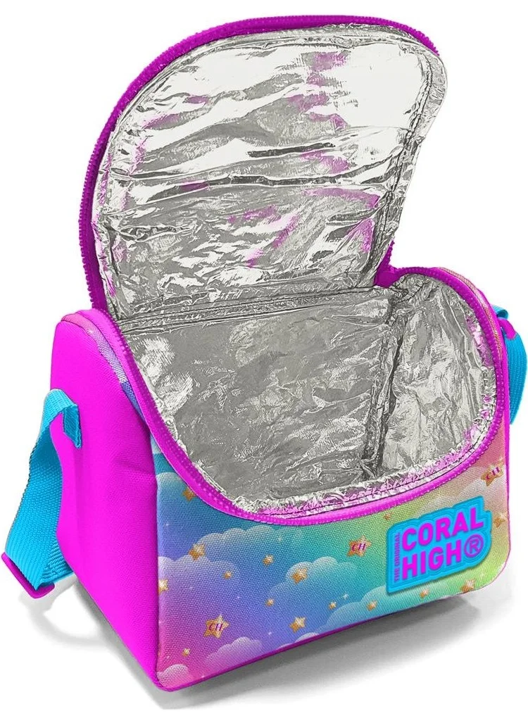 CORAL HIGH Kids Blue Pink Giraffe Patterned 3-Piece School Bag Set SET0123479