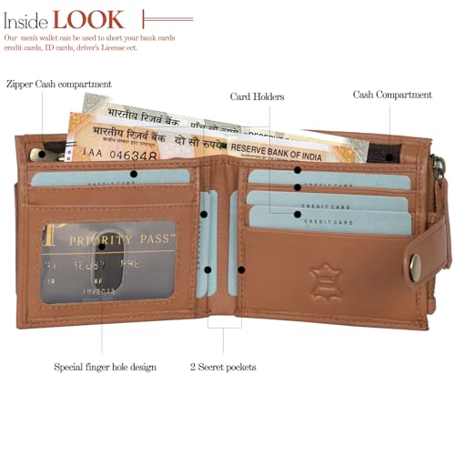 RIGOHILL Doger Cognac Brown Mens Leather Wallet | Leather Wallet for Men | RFID Mens Wallet - Image 2