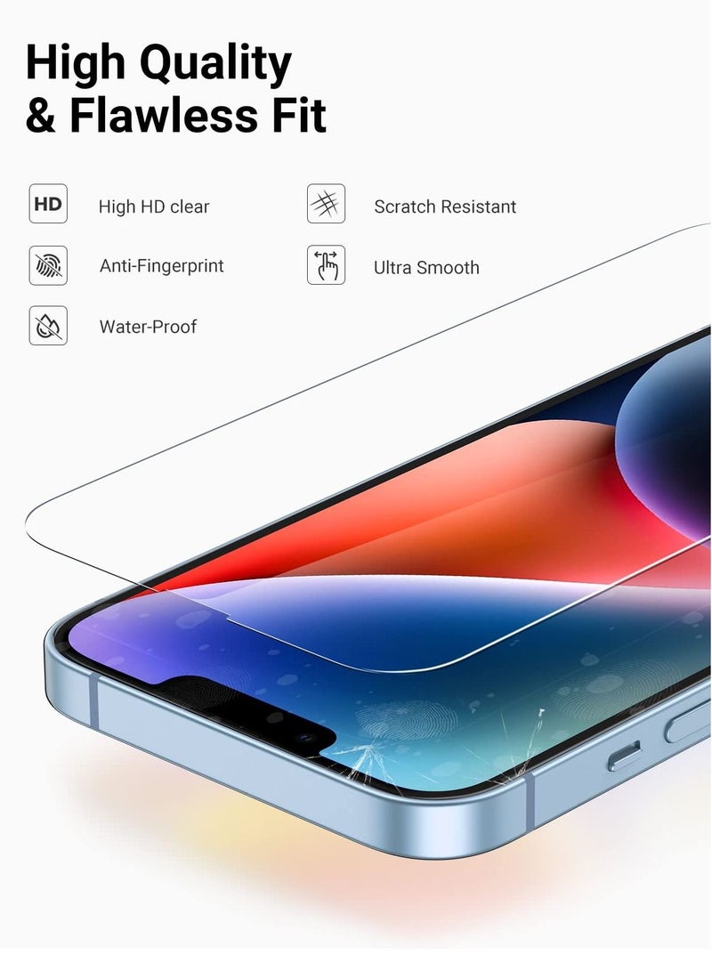 BORTONY Pack of 2 Tempered Glass Screen Protector for 14/14 Pro/13/13 Pro 6.1 Inch Easy Installation Bubble Free HD Clear Scratch Resistant Anti-Fingerprint Full-Screen Coverage Compatible with Apple iPhone 1 - Image 2