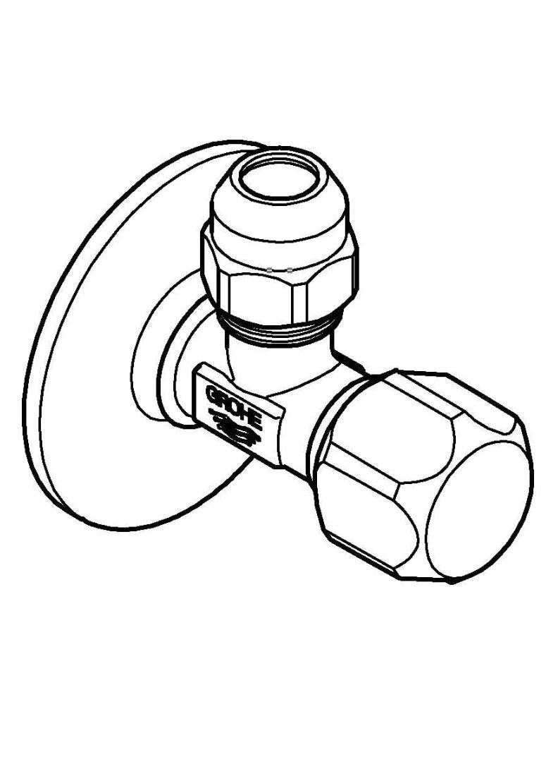 Grohe 22018000 Angle Valve for Single Lever Mixer Tap with Roughened Thread for Simple Sealing, Wall Connection 1/2 Inch with Slide Rosette, 3/8 Inch Outflow - Image 4
