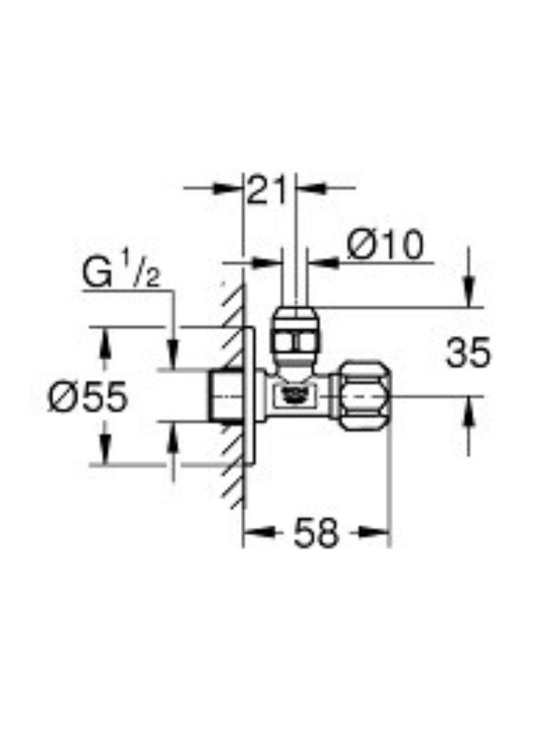 Grohe 22018000 Angle Valve for Single Lever Mixer Tap with Roughened Thread for Simple Sealing, Wall Connection 1/2 Inch with Slide Rosette, 3/8 Inch Outflow - Image 5