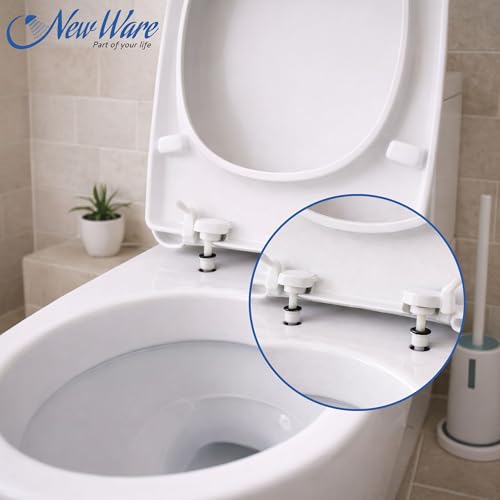 New Ware® Plastic Toilet Seat Cover Hind. Type Round Hinges Clamp (Color :White, Pair 1) - Image 5