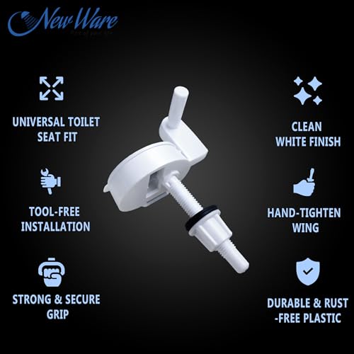 New Ware® Plastic Toilet Seat Cover Hind. Type Round Hinges Clamp (Color :White, Pair 1) - Image 4