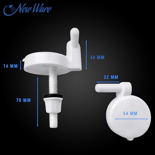 New Ware® Plastic Toilet Seat Cover Hind. Type Round Hinges Clamp (Color :White, Pair 1) - Image 2