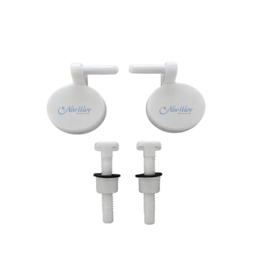 New Ware® Plastic Toilet Seat Cover Hind. Type Round Hinges Clamp (Color :White, Pair 1) - Image 1