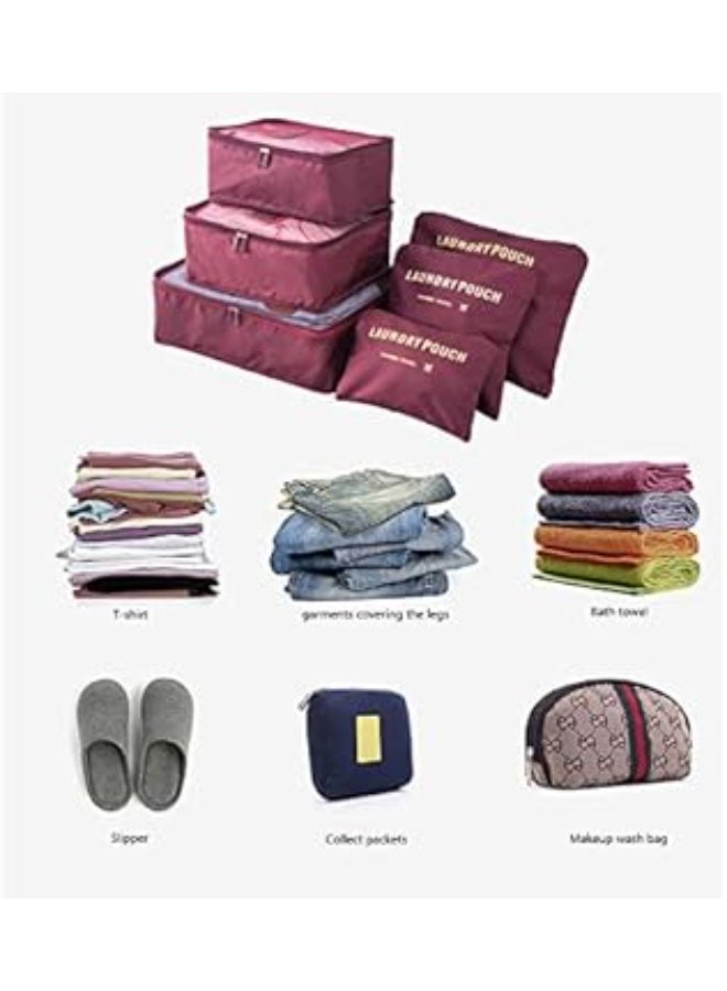 eBasket 6-piece travel organizer and storage bag set, packing cubes, portable garment bags, foldable shoe bags (color may vary) - Image 1