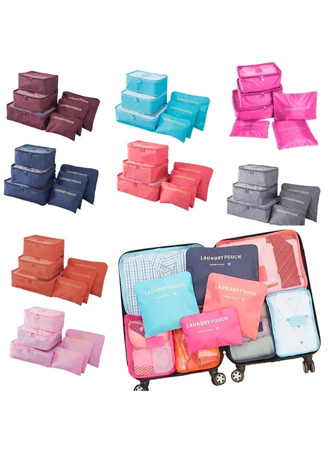 eBasket 6-piece travel organizer and storage bag set, packing cubes, portable garment bags, foldable shoe bags (color may vary) - Image 2