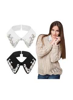 KASTWAVE Fake Collar 2 Pcs Lady's Fake Collar Half Shirt Blouse Detachable False Collar Rhinestones Half Shirt Blouse Little Shawl Top Elegant Versatile Decorative Fake Collar Shirt Jumper with Collar  - Image 1