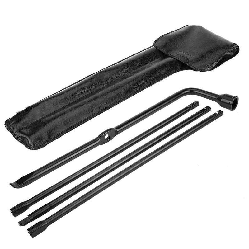 Spare Tire Tool Kit Black Iron Super Duty Spare Tire Jack Lug Nut Wrench Handle Kit with Leather Case Replacement Spare Tire Repair Tool Fit for 350 450 550 20082016