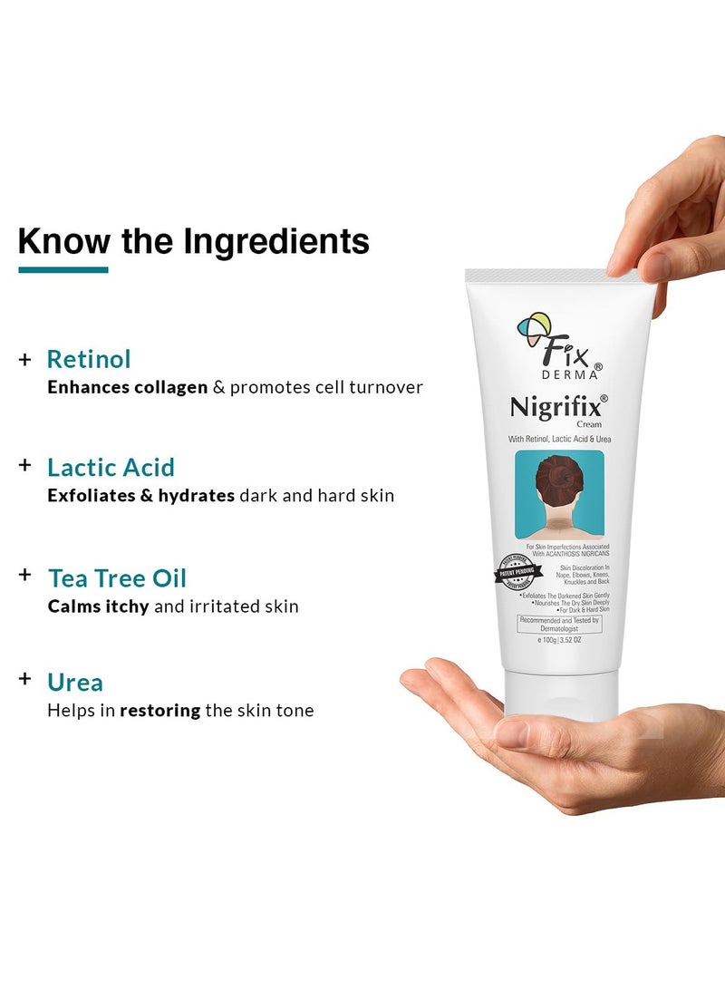 FIXDERMA Nigrifix Cream for Acanthosis Nigricans with Lactic Acid For Body Parts like Neck, Ankles, Knuckles, Armpits, Thighs & Elbows | Exfoliant 100 gm (Pack of 1) - Image 4
