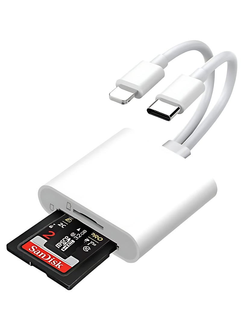 XiaoGiqi قارئ بطاقة Sd لجهاز iPhone و iPad وكاميرا، قارئ بطاقة ذاكرة مزدوج الشق يدعم بطاقة SD و TF، عارض كاميرا Trail، محول بطاقة Sd، قارئ بطاقة Micro Sd محمول، توصيل وتشغيل - Image 1