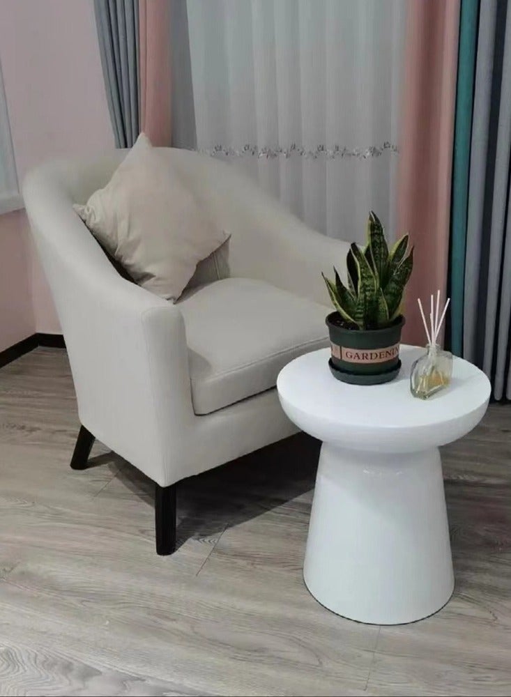 سي آند سي هوم طاولة قهوة حديثة فاخرة على الطراز الاسكندنافي طاولة جانبية مستديرة مع قاعدة معدنية مذهبة إطار ديكور المنزل طاولة مركز أثاث منزلي مناسب لغرفة المعيشة شرفة غرفة نوم 40x45 سم (مجمعة بالكامل) - Image 3