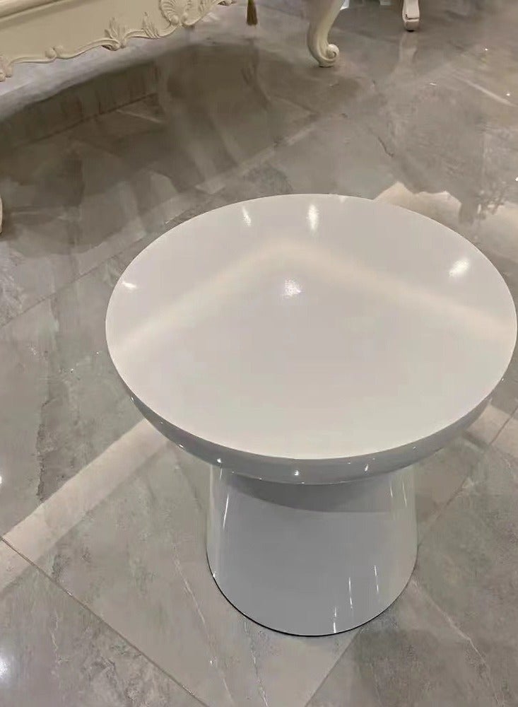 سي آند سي هوم طاولة قهوة حديثة فاخرة على الطراز الاسكندنافي طاولة جانبية مستديرة مع قاعدة معدنية مذهبة إطار ديكور المنزل طاولة مركز أثاث منزلي مناسب لغرفة المعيشة شرفة غرفة نوم 40x45 سم (مجمعة بالكامل) - Image 4