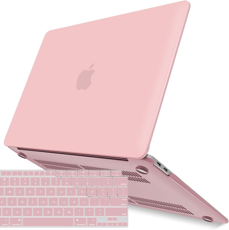 I Benzer Compatible with New MacBook Air 13 inch Case 2022 2021 2020 M1 A2337 A2179 A1932, Plastic Hard Shell Case with Keyboard Cover for Mac Retina Display with Touch ID, Rose Quartz, MMA-T13RQ+1 - Image 1