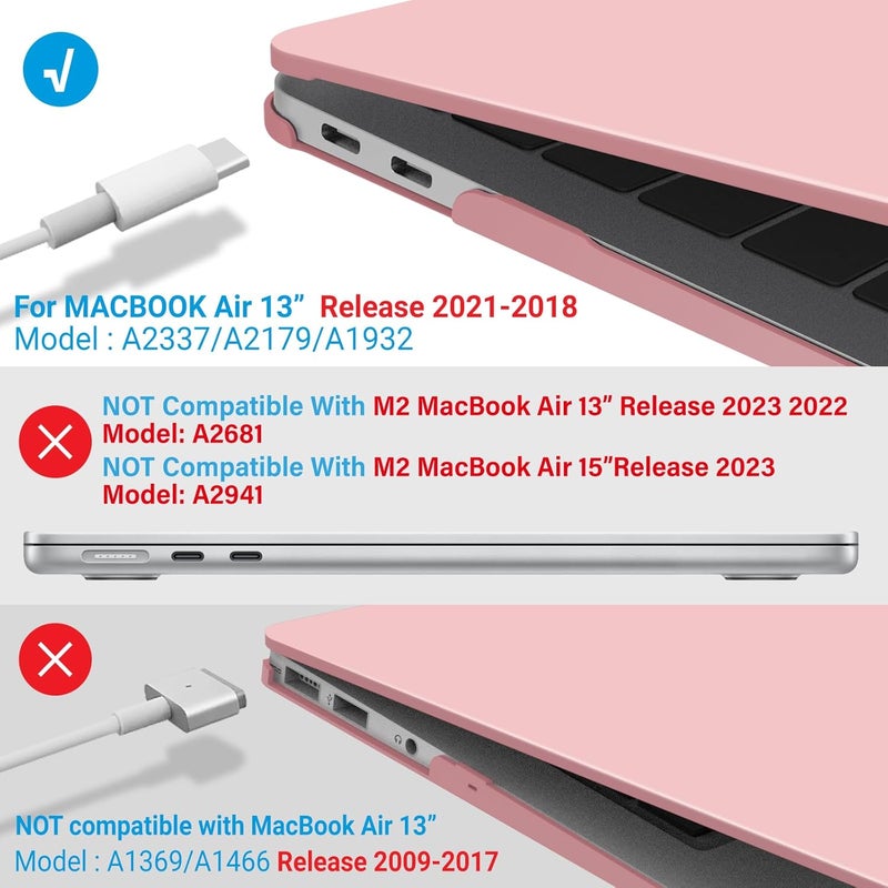 I Benzer Compatible with New MacBook Air 13 inch Case 2022 2021 2020 M1 A2337 A2179 A1932, Plastic Hard Shell Case with Keyboard Cover for Mac Retina Display with Touch ID, Rose Quartz, MMA-T13RQ+1 - Image 4
