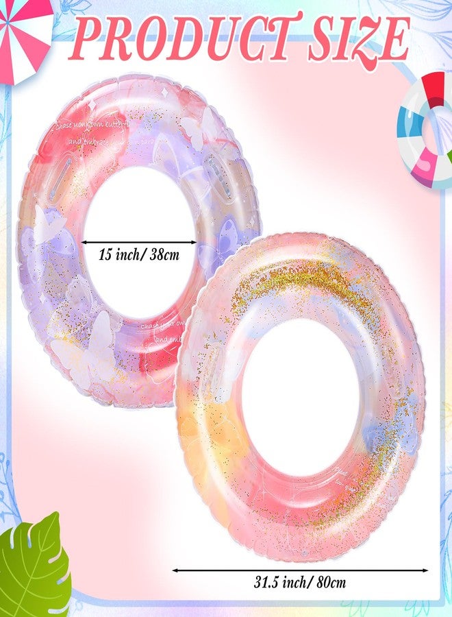 Wovnet 2 Pack Inflatable Pool Floats, Butterfly Floating Tubes 31.5" Swimming Ring Pool Essentials for Summer Beach Outdoor Bachelorette Party Supplies Favor - Image 2